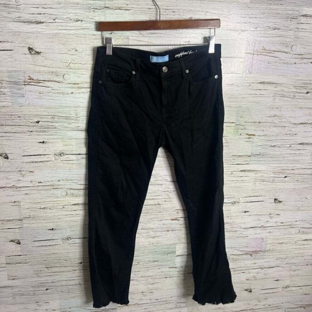 7 For All Mankind B(air) High Rise Cropped Boot Cut Jeans black size 29